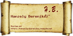 Hanzely Bereniké névjegykártya